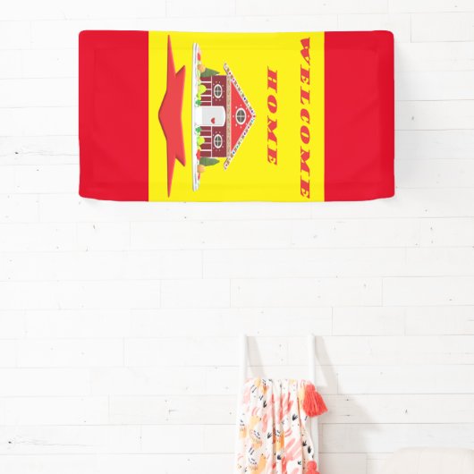 Begrüßung der Zuhause mit den rot-gelben Farbtönen Banner (InSitu)