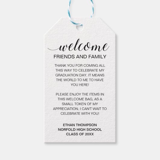 Begrüßung des Abschlusses aus der Town Gästebuch Geschenkanhänger (Vorderseite)