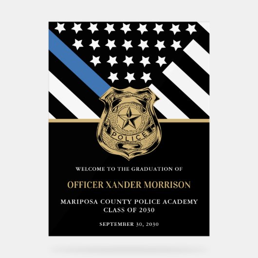 Begrüßung des Abschlusses Blue Line Acrylschild (Vorderseite)