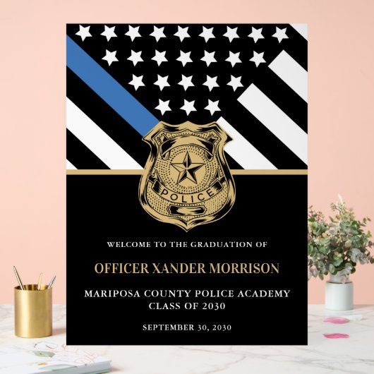 Begrüßung des Abschlusses Blue Line Acrylschild (Hochzeit)