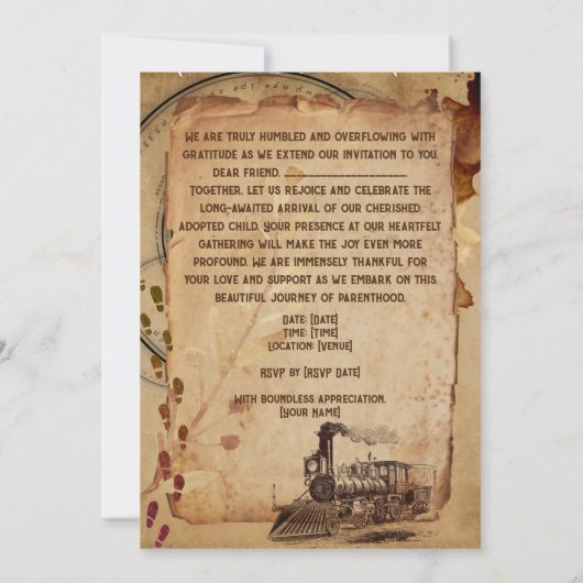 Begrüßung des Adoptiert Kindes Einladung (Rückseite)