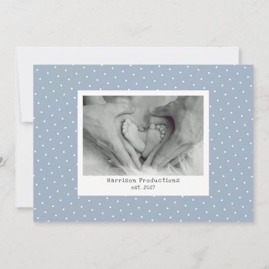 Begrüßung des Baby Foto Collage Blue Geburtserklär Ankündigung (Rückseite)