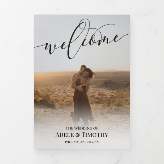 Begrüßung des Black Calligraphy Fotos Dreifach-gefaltete Programmkarte (Cover)