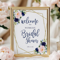 Begrüßung des Blue Gold Floral Brautparty