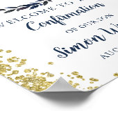 Begrüßung des Blue Wreath Gold Glitzer Poster (Ecke)