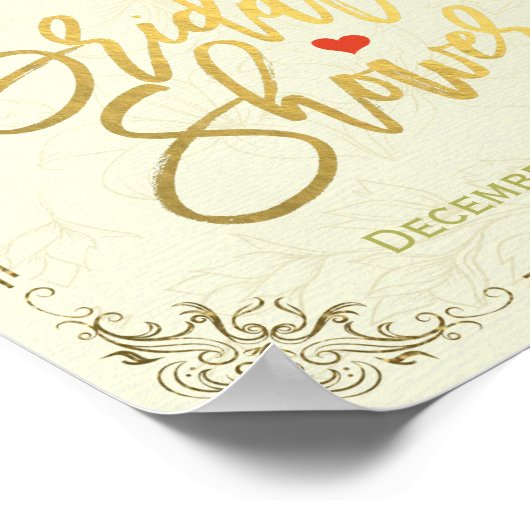 Begrüßung des Brautparty mit Golden Script Poster (Ecke)