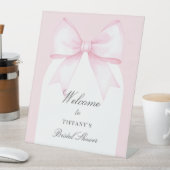 Begrüßung des Brautparty "Soft Pink Blush Ribbon B Sockelschild (In Situ)