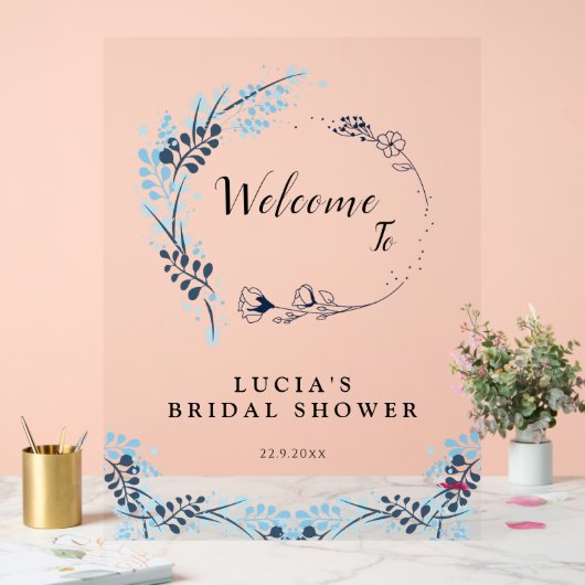 Begrüßung des eleganten Brautparty der Marine Mono Acrylschild (Hochzeit)