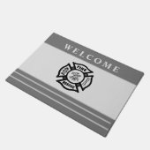 Begrüßung des Feuerwehrmanns Fußmatte (Schrägansicht)