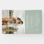 Begrüßung des Fotos mit schlichter Sage Green Chic Banner (Horizontal)