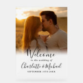 Begrüßung des Fotos mit schwarzer Signatur Acrylschild (Vorderseite)