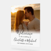 Begrüßung des Fotos mit schwarzer Signatur Acrylschild (Winkel)