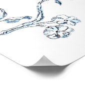 Begrüßung des französischen Toile Blue & White Bra Poster (Ecke)