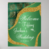 Begrüßung des Gold Glitzer Green Metallic Poster (Vorne)