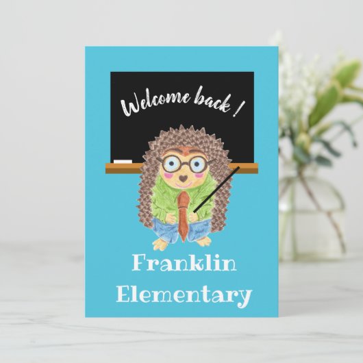 Begrüßung des Igel-Lehrers Einladung (Stehend Vorderseite)