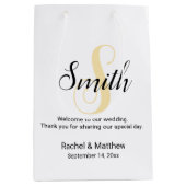 Begrüßung des individuell anpassbaren Gold Monogra Mittlere Geschenktüte (Vorderseite)