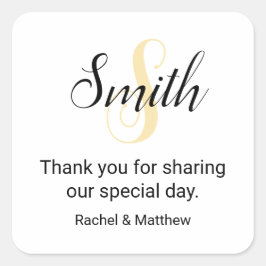 Begrüßung des individuell anpassbaren Gold Monogra Quadratischer Aufkleber