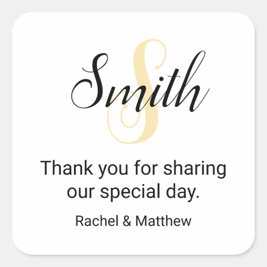 Begrüßung des individuell anpassbaren Gold Monogra Quadratischer Aufkleber (Vorderseite)