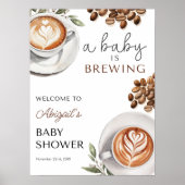 Begrüßung des Kaffee-Baby-Duschens - Baby wird 18x Poster (Vorne)