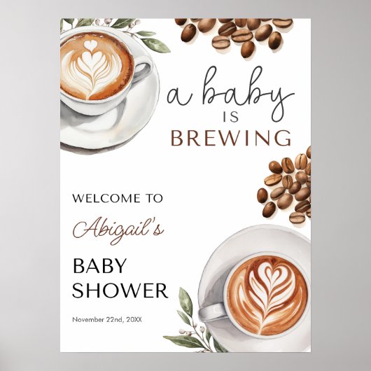 Begrüßung des Kaffee-Baby-Duschens - Baby wird 18x Poster (Vorne)