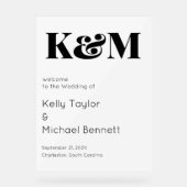 Begrüßung des modernen Monogramms - Fett-Anweisung Acrylschild (Vorderseite)