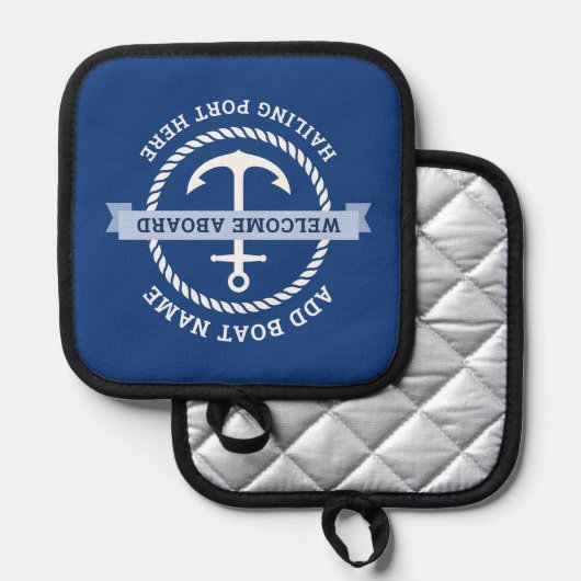 Begrüßung des Namens des Ankerseils an Bord Topflappen (Vorderseite/Rückseite)