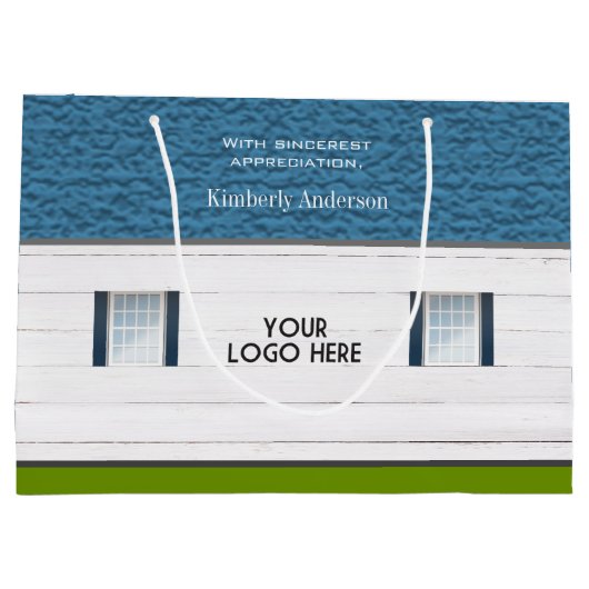 Begrüßung des neuen Zuhause-Logo-Client-Geschenkha Große Geschenktüte (Rückseite)