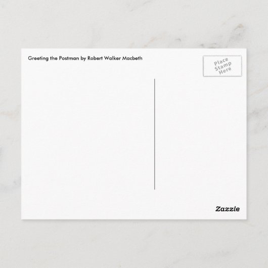 Begrüßung des Postmanns durch Robert Walker Macbet Postkarte (Rückseite)