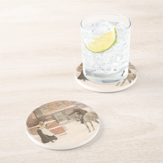 Begrüßung des Postmanns durch Robert Walker Macbet Sandstein Untersetzer (Seite)