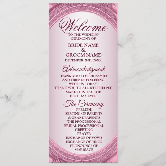 Begrüßung Dusty Rose Blush Pink Frame Modern Programm (Vorderseite)