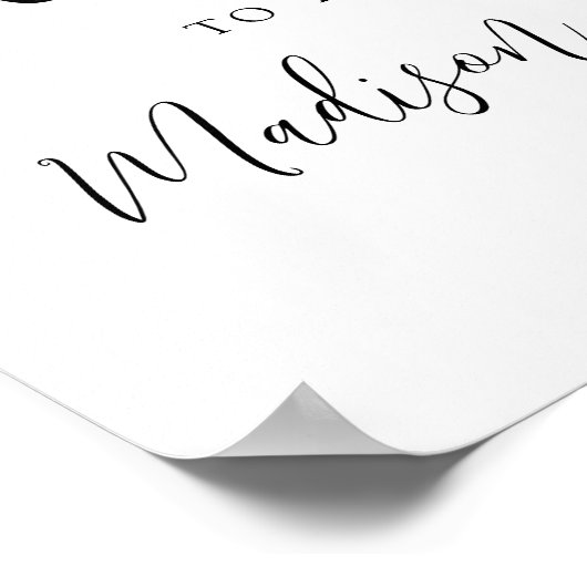 Begrüßung einer einfachen Black Script-Hochzeit Poster (Ecke)