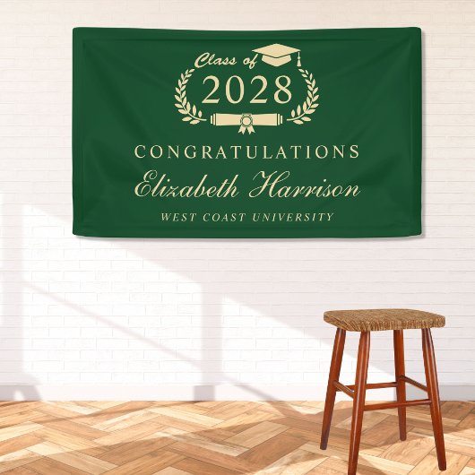 Begrüßung einer eleganten Green Gold Graduation Pa Banner