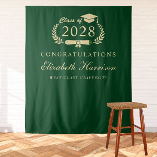 Begrüßung einer eleganten Green Gold Graduation Pa Wandteppich