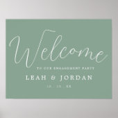 Begrüßung einer eleganten Sage Green Script-Engage Poster (Vorne)