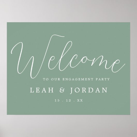 Begrüßung einer eleganten Sage Green Script-Engage Poster (Vorne)