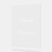 Begrüßung einer feierlichen, transparenten, weißen acrylschild (Winkel)