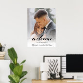 Begrüßung eines modernen, stilvollen Skripthochzei Poster (Heimbüro)