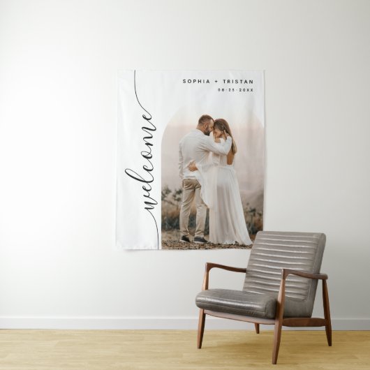 Begrüßung eines vertikalen Skript-Foto Wandteppich (Beispiel)