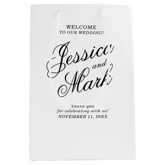 Begrüßung einfacher Script-Typografie Mittlere Geschenktüte (Vorderseite)