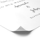 Begrüßung Elegante Kalligraphie Grau Weiß Poster (Ecke)