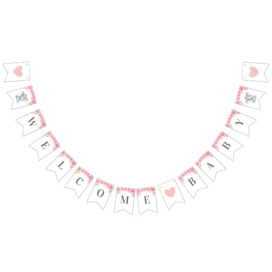 Begrüßung Elephant Girl Baby Dusche Sprinkle Dekor Wimpelkette (Alle)