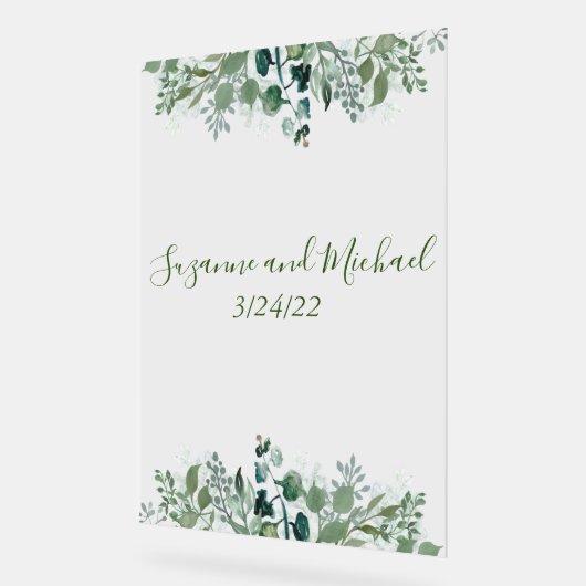 Begrüßung Foliage Blätter Grüne Acrylschild (Winkel)