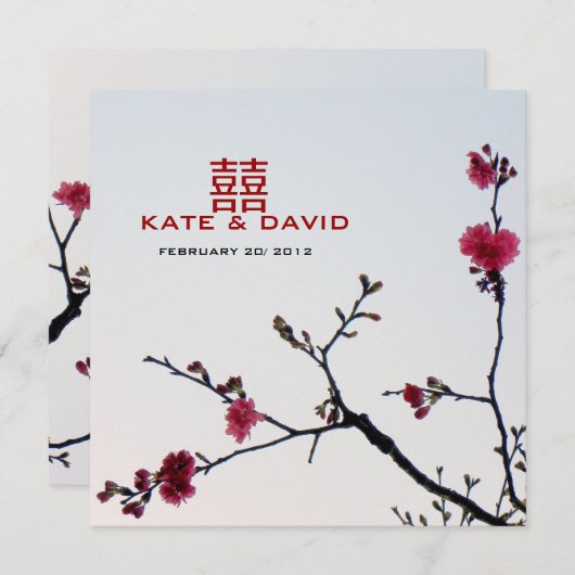 Begrüßung Frühling/Oriental Sakura Doppeltes Glück Einladung (Vorne/Hinten)