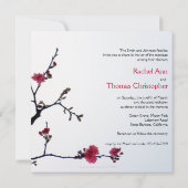 Begrüßung Frühling Sakura Doppelglückliche Hochzei Einladung (Rückseite)