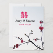 Begrüßung Frühlingssakura Double Happiness Hochzei Einladung (Vorderseite)