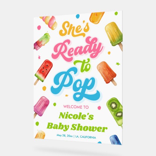 Begrüßung für Pop Baby Dusche Acrylschild (Winkel)