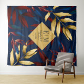 Begrüßung für Tropenburgund, Marine und Gold Wandteppich (Beispiel (Horizontal))