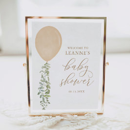 Begrüßung Gold Ballon Eucalyptus Baby Dusche Poster