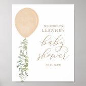 Begrüßung Gold Ballon Eucalyptus Baby Dusche Poster (Vorne)