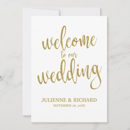 Begrüßung Gold - erschwingliches Hochzeitszeichen (Vorderseite)